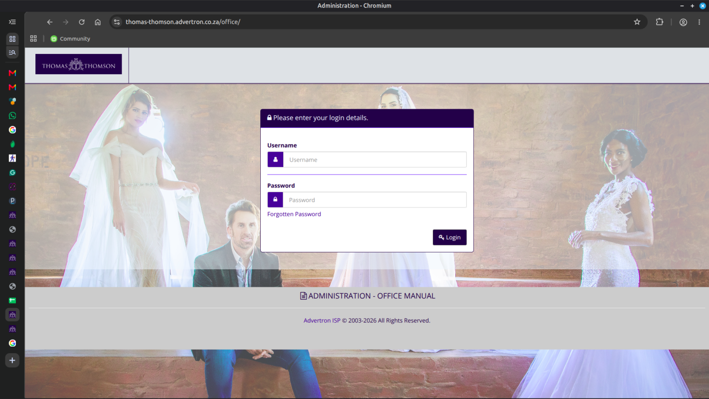 login screen